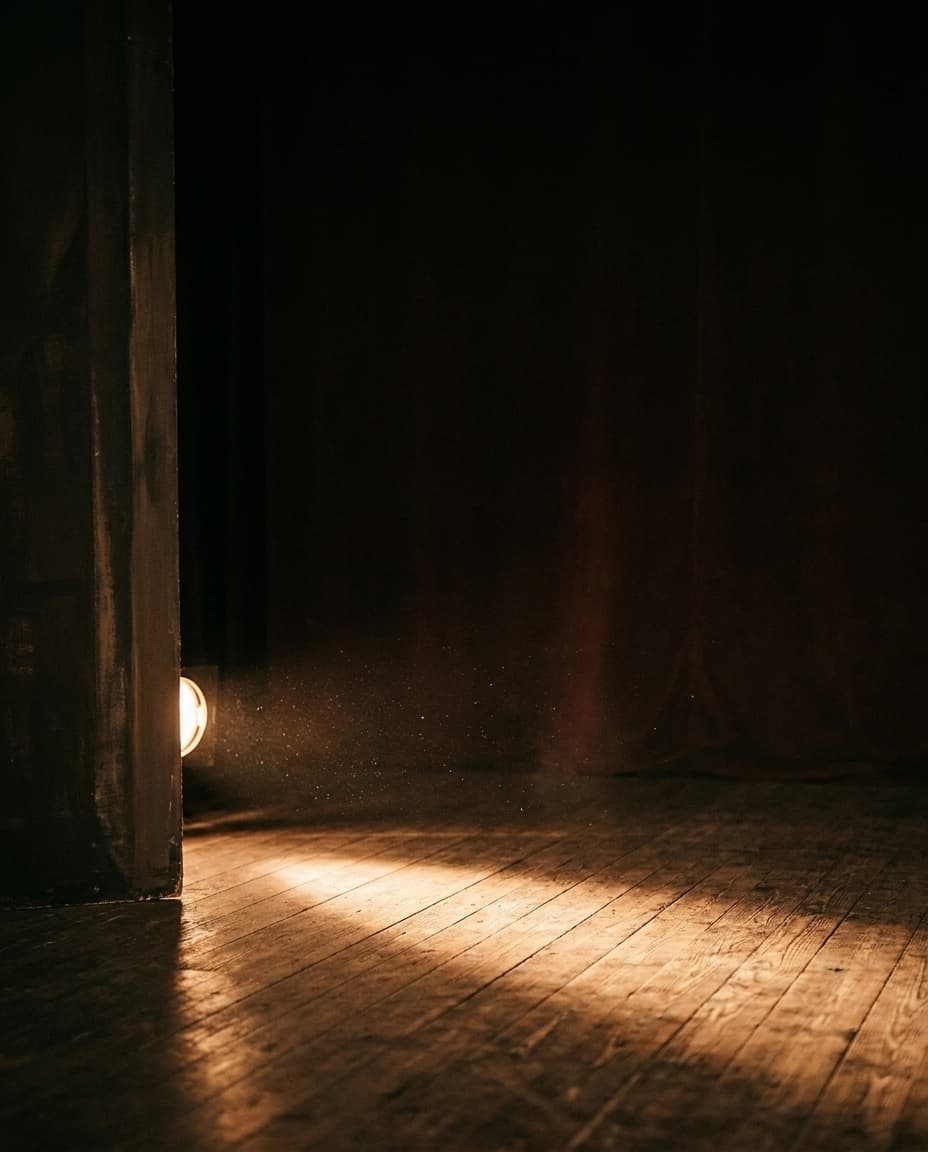 Michael Dacian Pop — Schauspieler auf der Bühne im warmen Scheinwerferlicht, Berlin